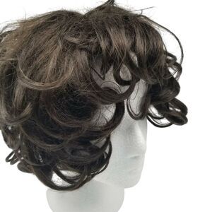 Vintage Venicelon Brunette Short Wavy Italian Texured Synthetic Hair Wig Cosplay